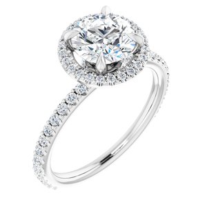 14K White 7 mm Round Forever One™ Moissanite & 3/8 CTW Diamond Engagement Ring